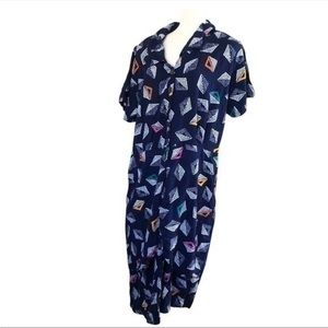 Vintage Printed Button Down Dress Size Unknown